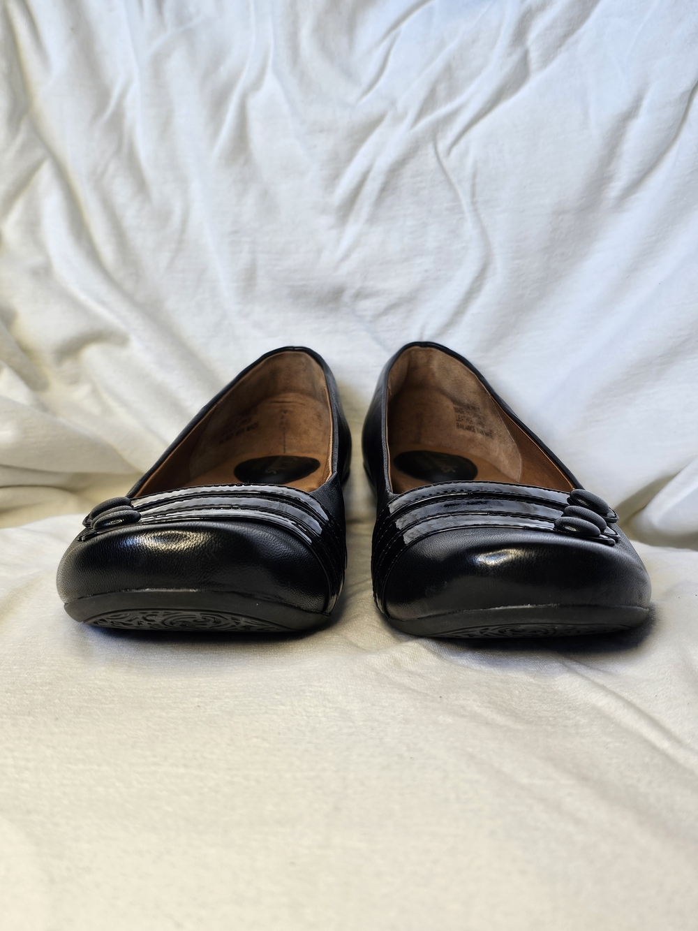 Clarks Artisan black leather "Concert Drum" Ballet Flats Slip On - Picture 7 of 11